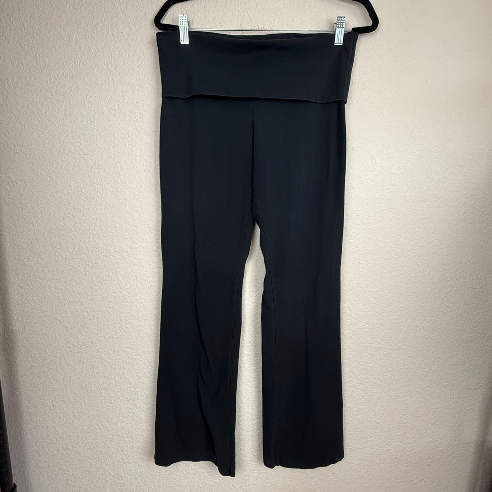 Y2K Vibe Victoria's Secret Pink Logo Yoga Foldover Leggings Black Flare Sz L